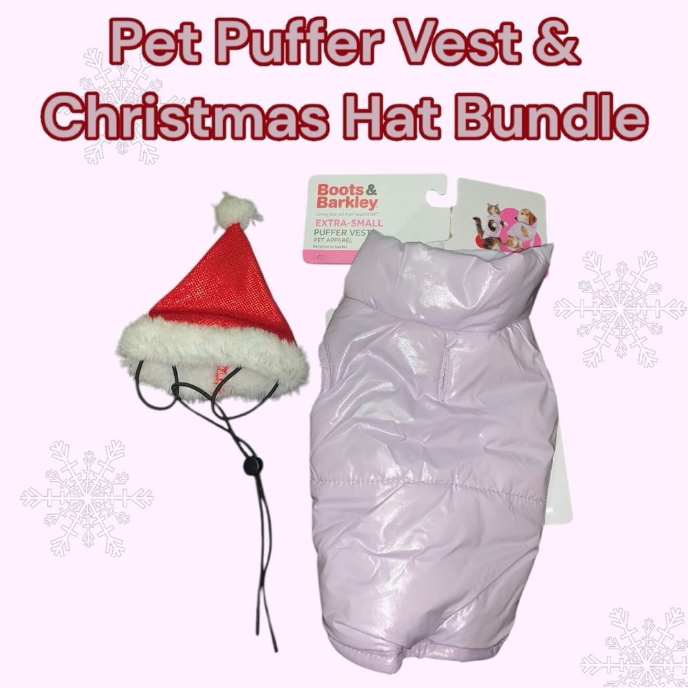 Pet Puffer Vest (NEW) & Christmas Hat